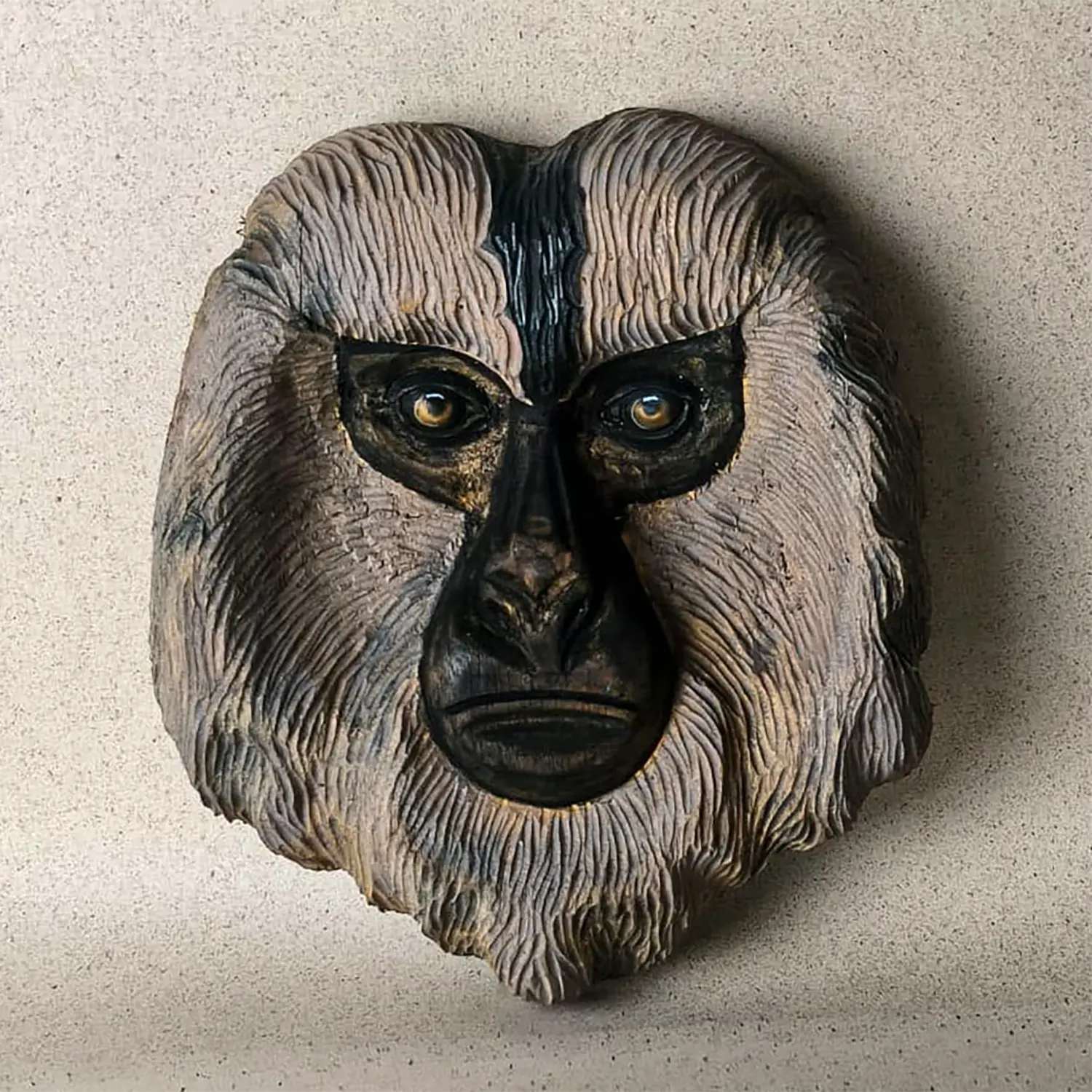 Lion Tailed Macaque Hand-Carved Mask