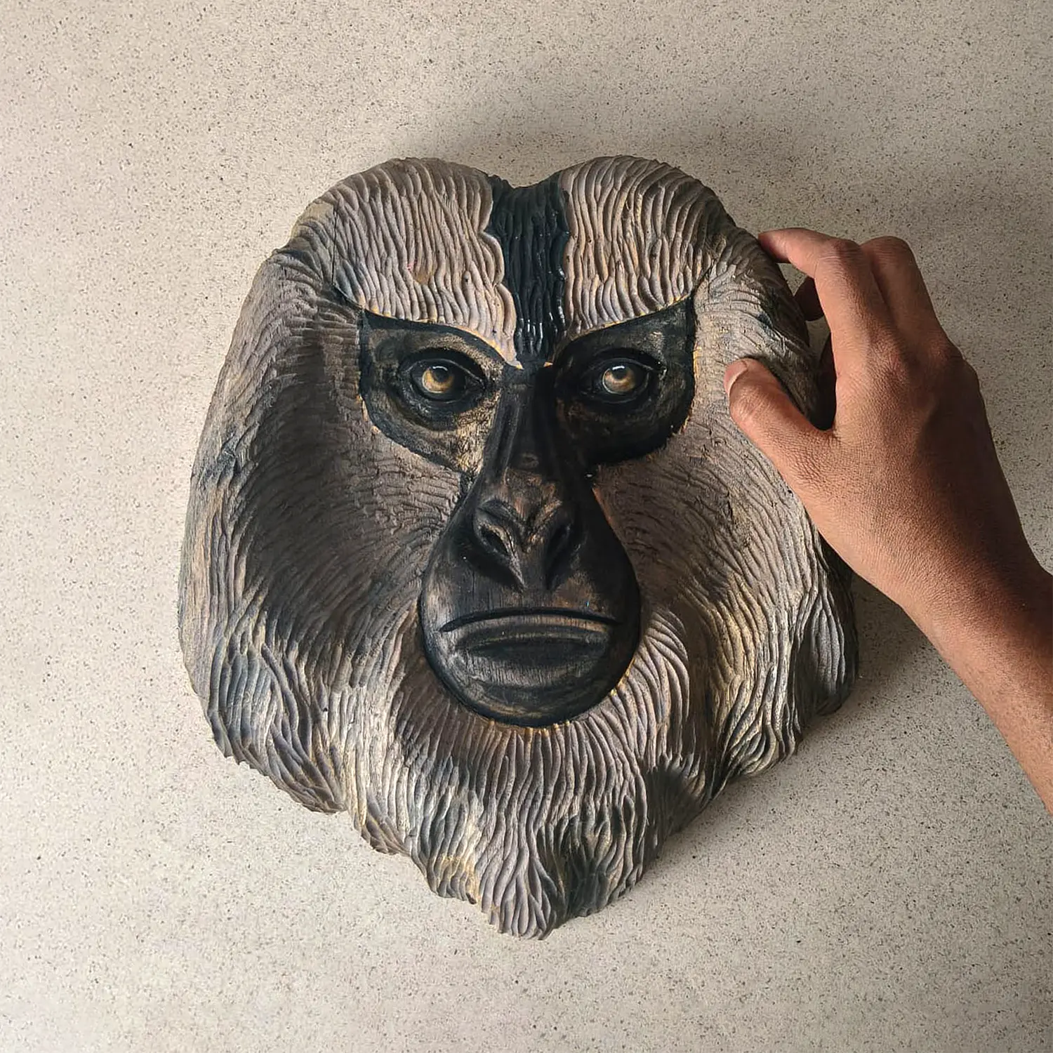 Lion Tailed Macaque Hand-Carved Mask